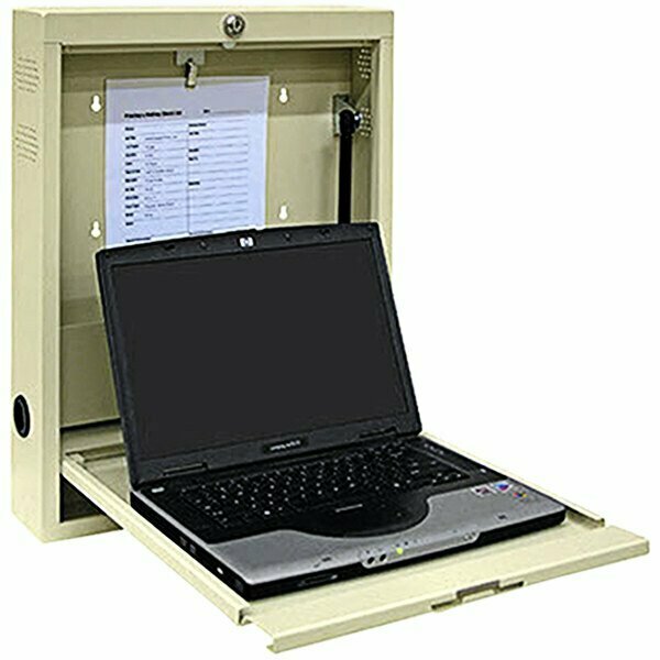 Omnimed 18'' x 4'' x 23 3/4'' Beige Laptop Key Lock Wall Desk 291559-BG 292291559BG